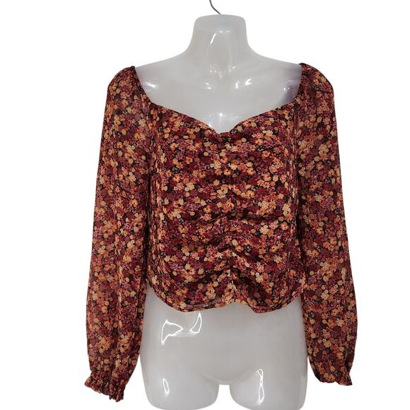 BB Dakota Tops - Bb Dakota By Steve Madden Don't Ruche Me Top Pumpkin Kaija Floral Size Small NWT